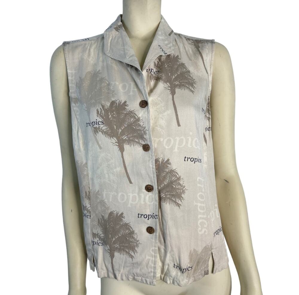 Vintage Havana Jack's Cafe sleeveless collared tropical top size XL
